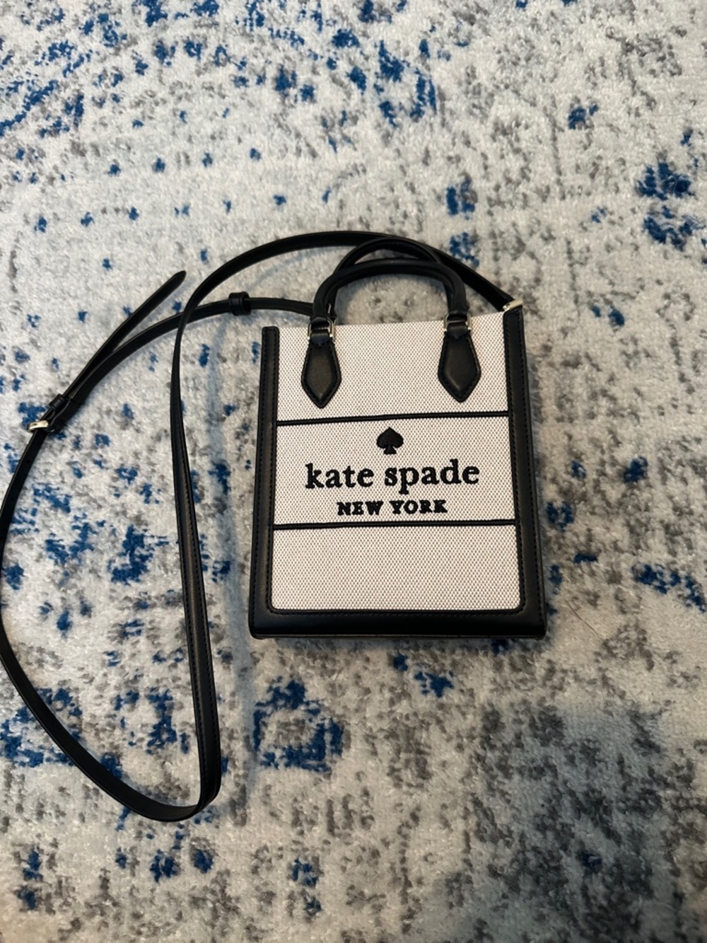 kate spade Black and White Mini Tote Crossbody with Top Handles